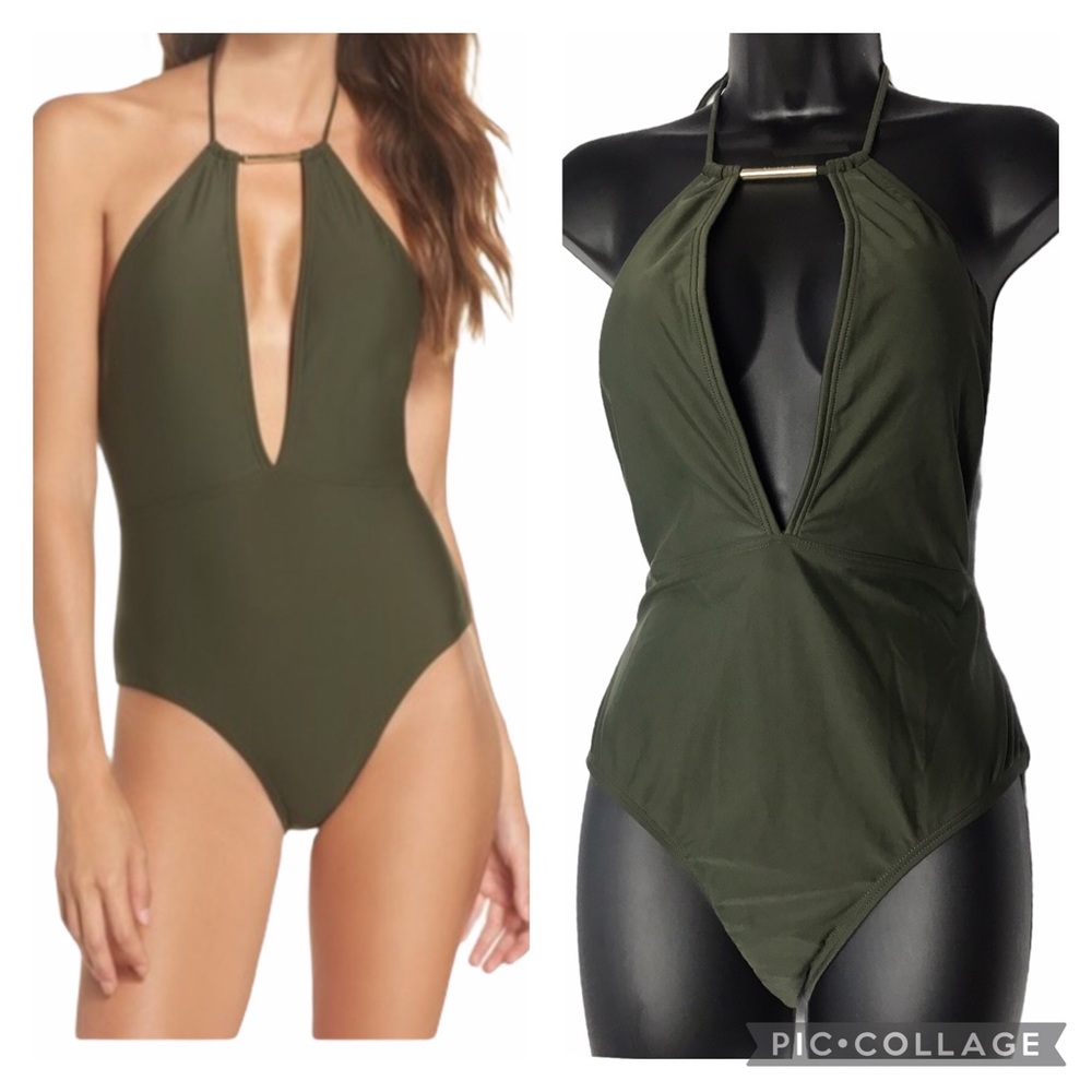 TED BAKER LONDON Halter Plunge Embellished